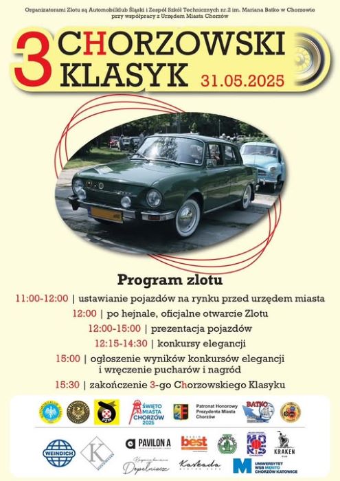 Chorzowski Klasyk 2025 już 31 maja! Motoryzacyjne perełki wracają na Rynek w Chorzowie