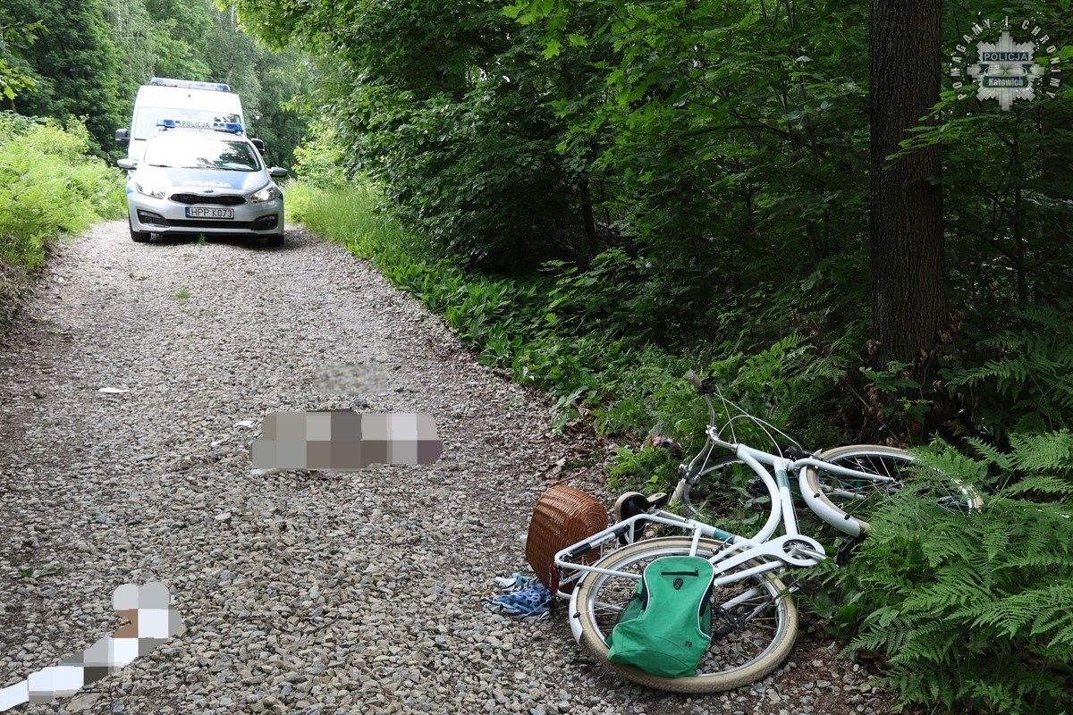Tragiczny wypadek w katowickim lesie. 65-latka zmarła po upadku z roweru.