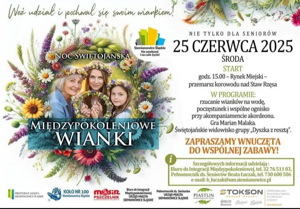 Noc Świętojańska 2025 – przemarsz, wianki i wspólna zabawa nad Staw Rzęsa