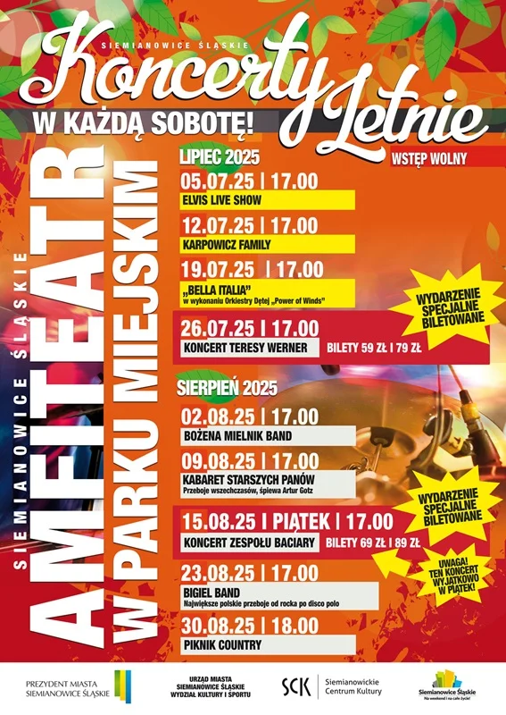 Wakacyjne wieczory w Siemianowicach Śląskich – program Letnich Koncertów