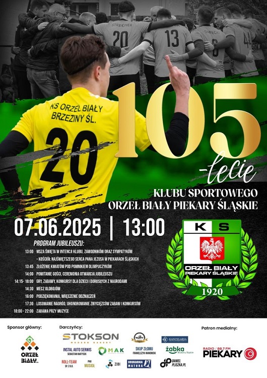 Klub Orzeł Biały obchodzi 105-lecie – wielki festyn z meczem, konkursami i zabawą!