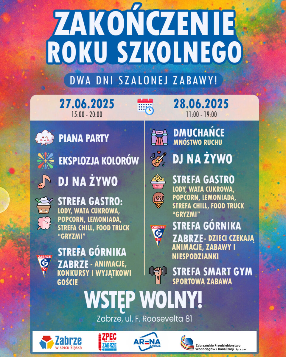 Zakończenie roku szkolnego na Arenie Zabrze – dwa dni zabawy i kolorów!