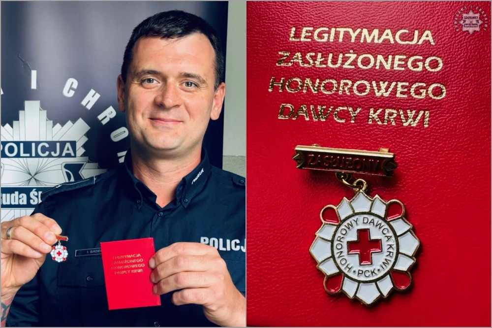 Rudzki policjant odznaczony jako honorowy dawca krwi!
