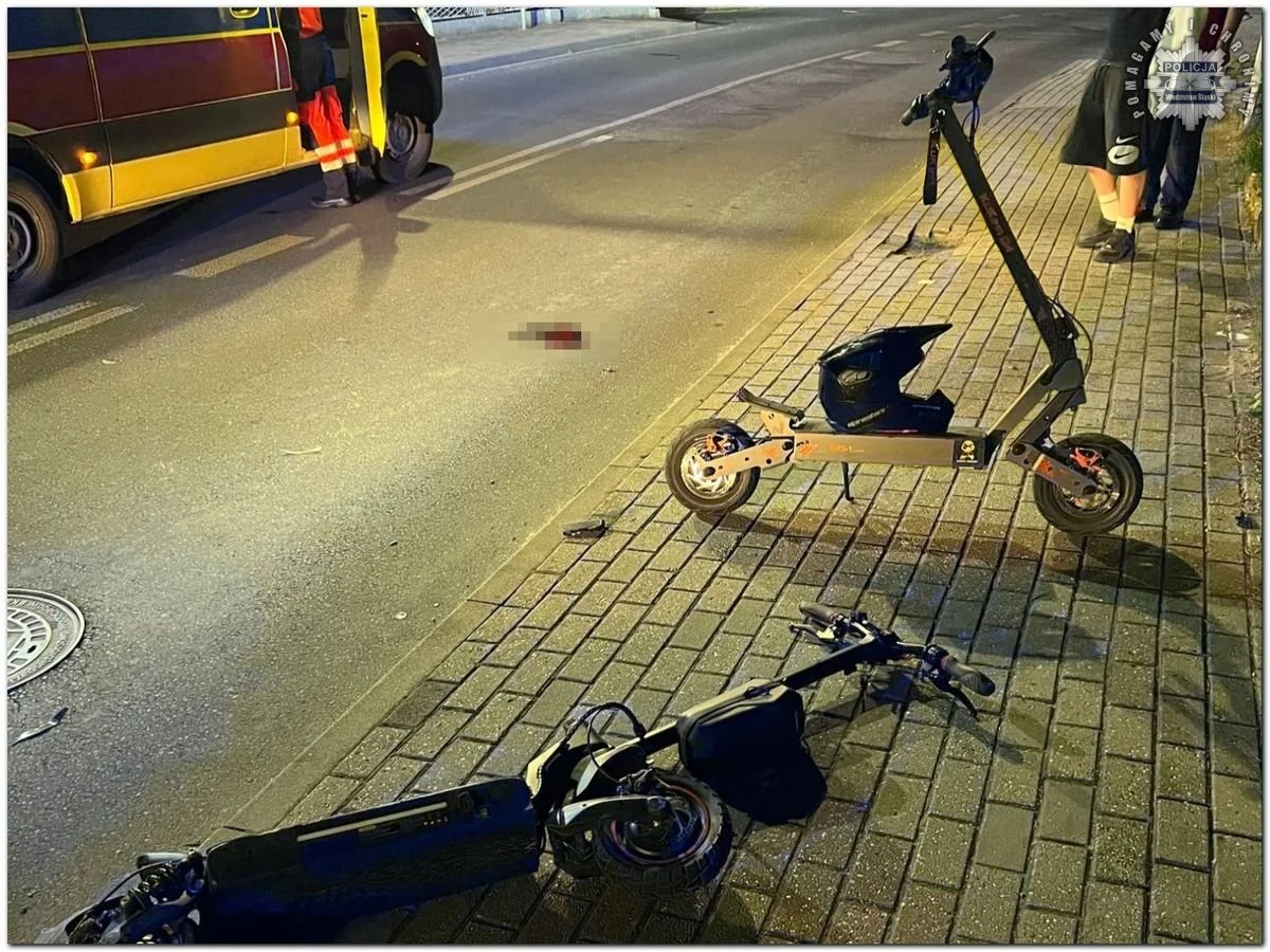 Zderzenie hulajnóg w Radlinie. Obaj kierujący po alkoholu