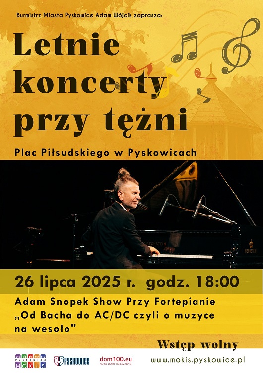 Letnie koncerty przy tężni: Adam Snopek Show w Pyskowicach!