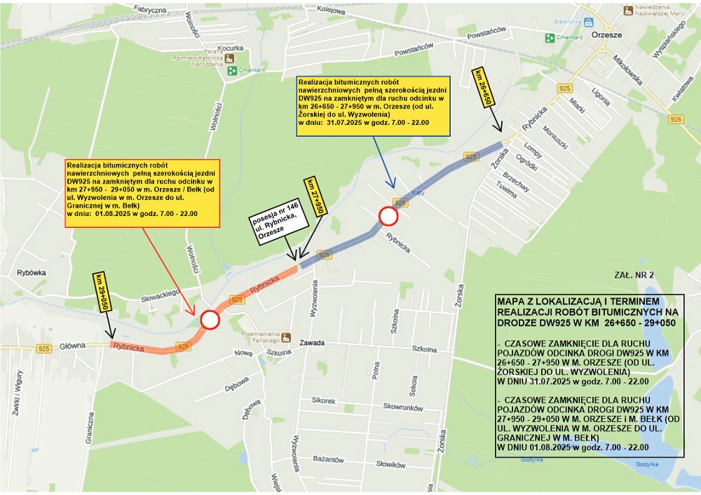 Kolejne zamknięcia na DW 925 – sprawdź szczegóły
