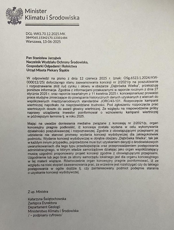 Sława Umińska-Kajdan: Nie będzie kopalni rud w Piekarach Śląskich!