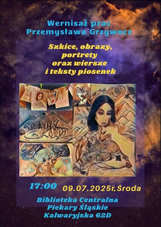 Przemysław Grzywocz z Piekar zaprasza na swój wernisaż w Bibliotece Centralnej