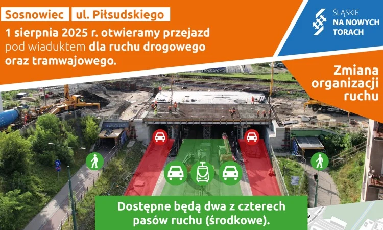 Uwaga kierowcy! Wraca ruch pod wiaduktem przy ul. Piłsudskiego