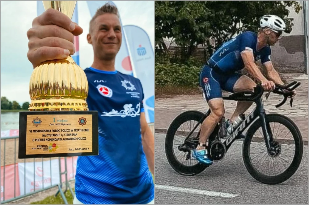 Policjant z Zabrza najlepszy w triathlonie! Jordan Kowalczyk zdobył złoto