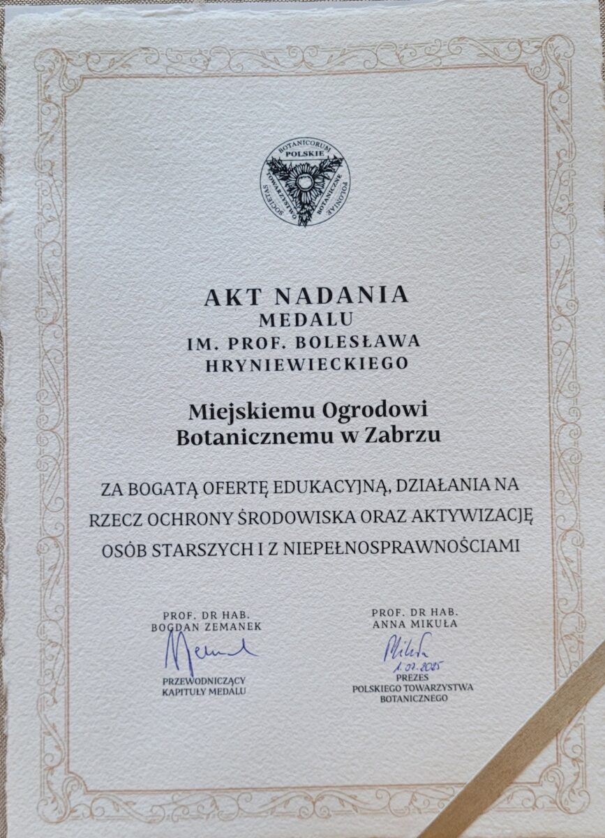 Zabrze z prestiżowym wyróżnieniem za edukację przyrodniczą!