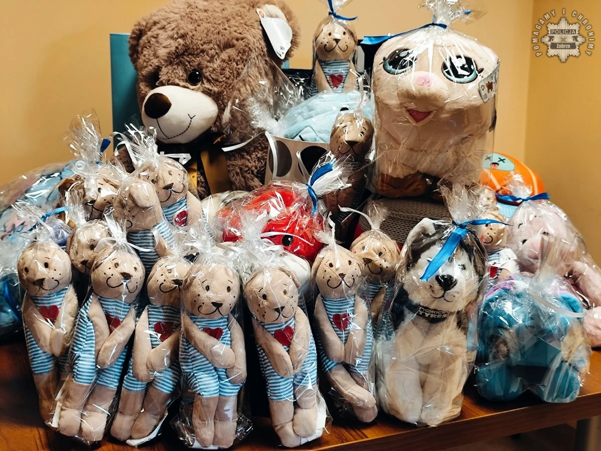 Pluszowe misie do policyjnych radiowozów