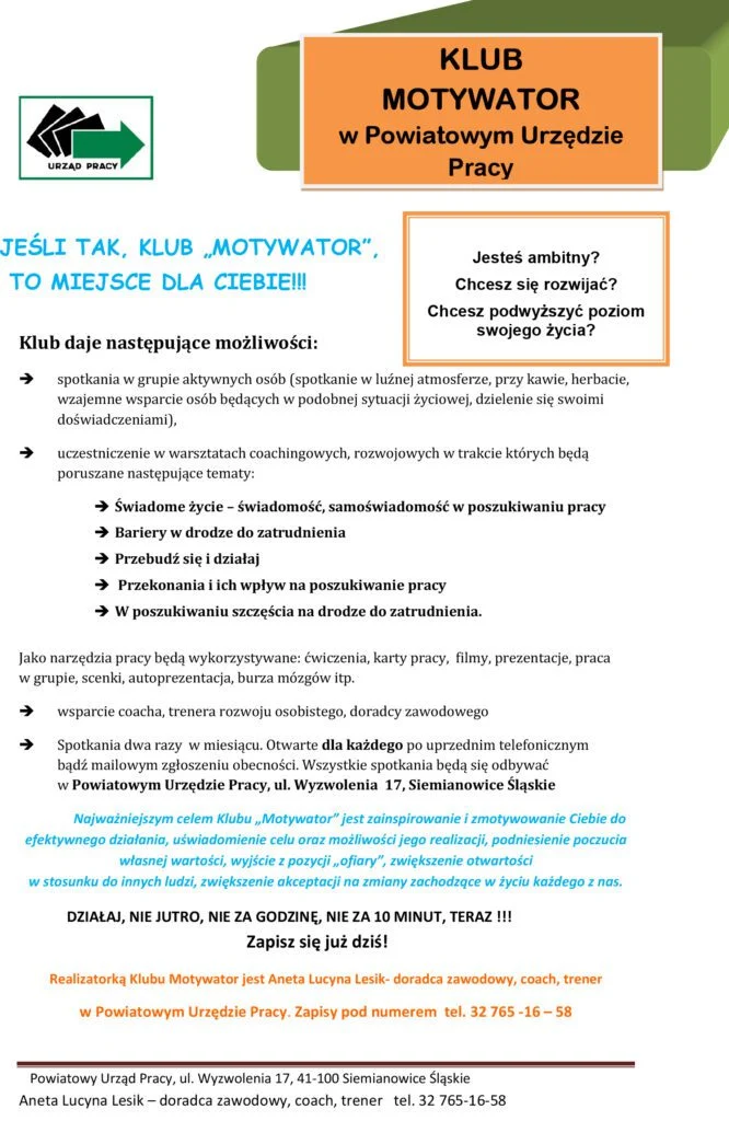 Klub Motywator w PUP – trwa nabór do nowych warsztatów