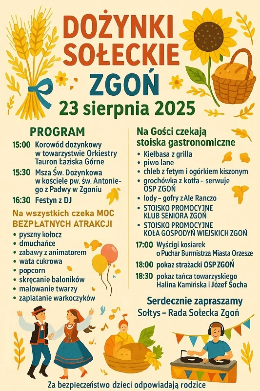 23 sierpnia – Dożynki Sołeckie w Zgoniu!