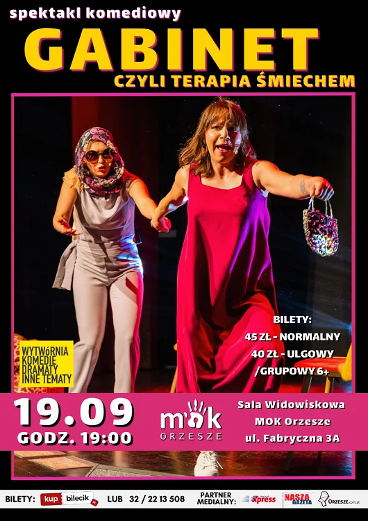 Spektakl komediowy „Gabinet, czyli terapia śmiechem” już 19 września w Orzeszu!