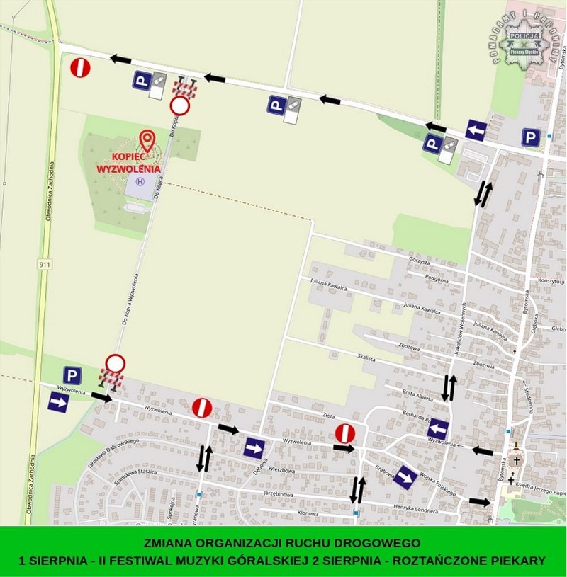 Zmiany w organizacji ruchu na czas Festiwalu Muzyki Góralskiej w Piekarach