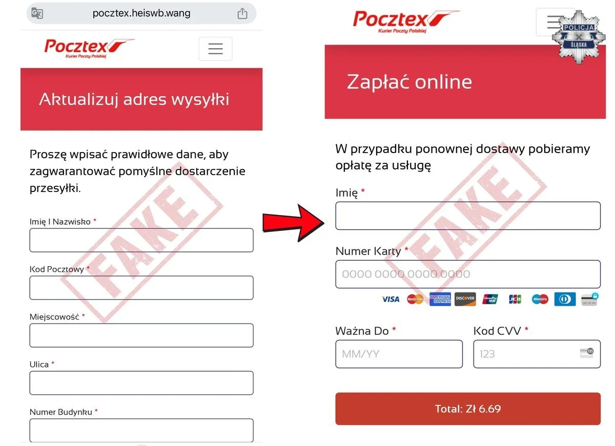 Uwaga na oszustwa typu phishing – fałszywe strony udające serwisy firm kurierskich