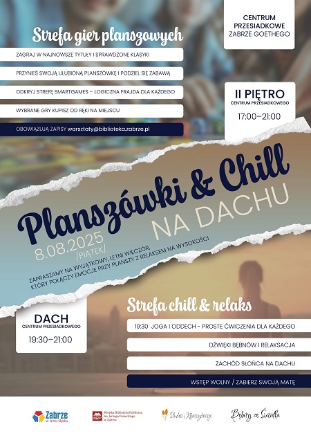 Planszówki, joga i zachód słońca. „Planszówki & Chill” już 8 sierpnia w Zabrzu