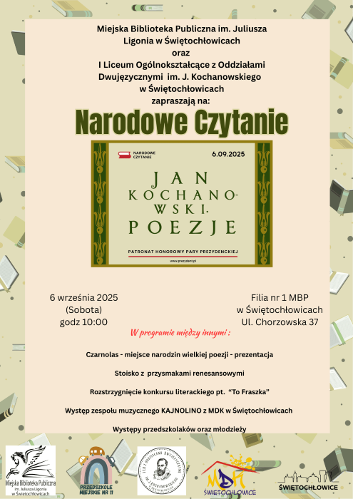 Narodowe Czytanie w Świętochłowicach. W centrum uwagi poezja Jana Kochanowskiego