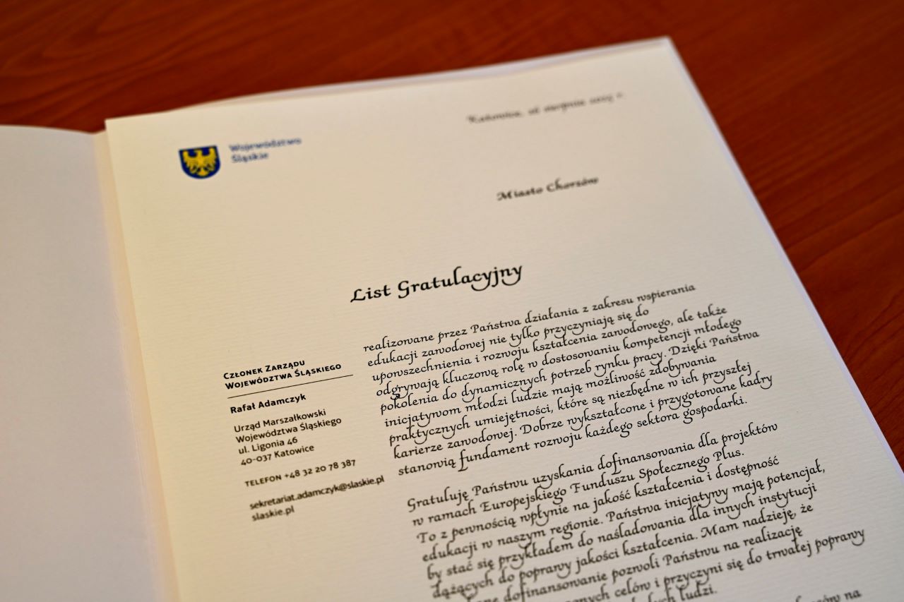 Chorzów z gratulacjami za rozwój edukacji zawodowej
