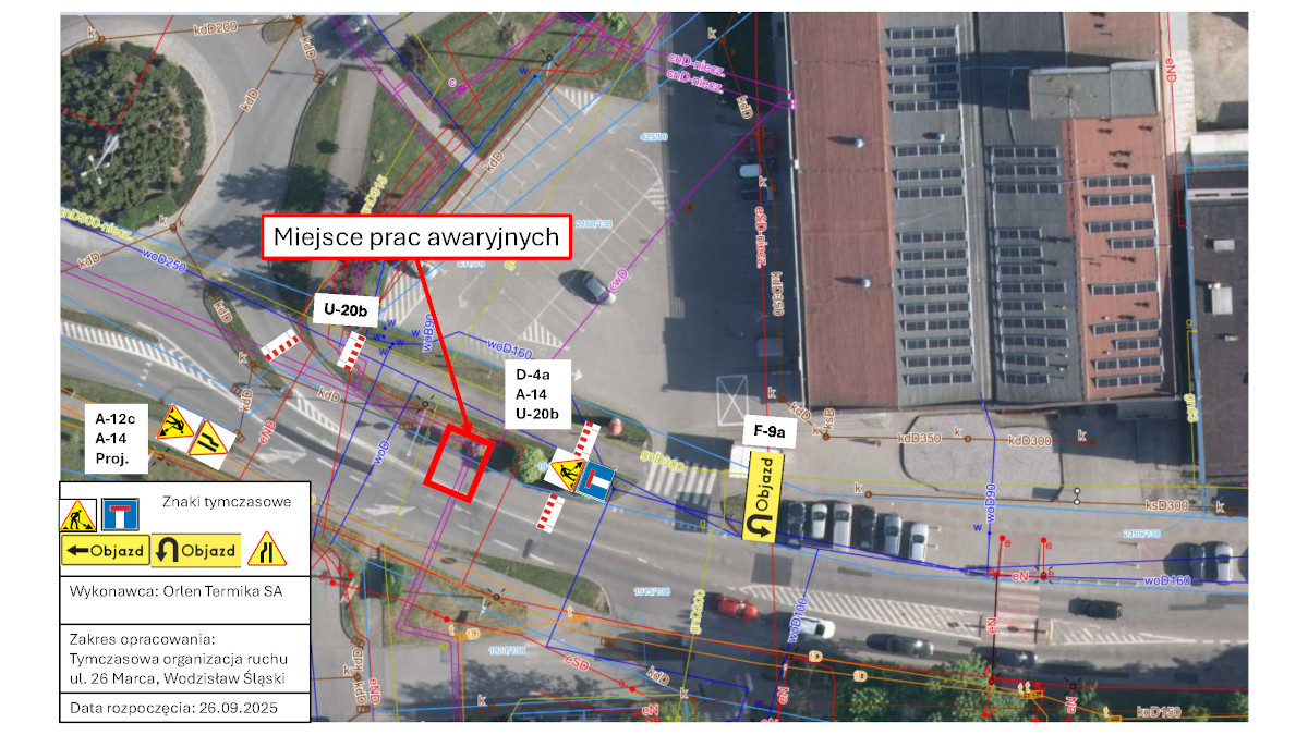Zamknięcie ulicy 26 Marca w Wodzisławiu Śląskim – Objazdy i utrudnienia