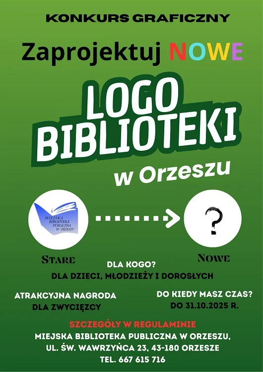 Konkurs na nowe logo Miejskiej Biblioteki Publicznej w Orzeszu!