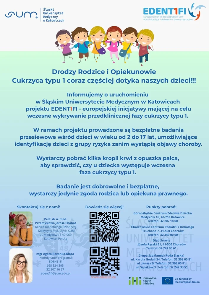 Bezpłatne badania przesiewowe w kierunku cukrzycy typu I u dzieci