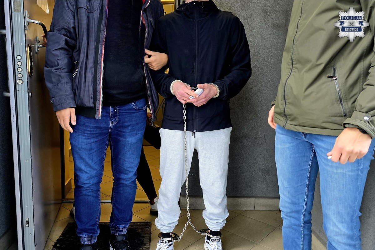 Agresywny atak na policjanta w Katowicach – dwóch mężczyzn zatrzymanych