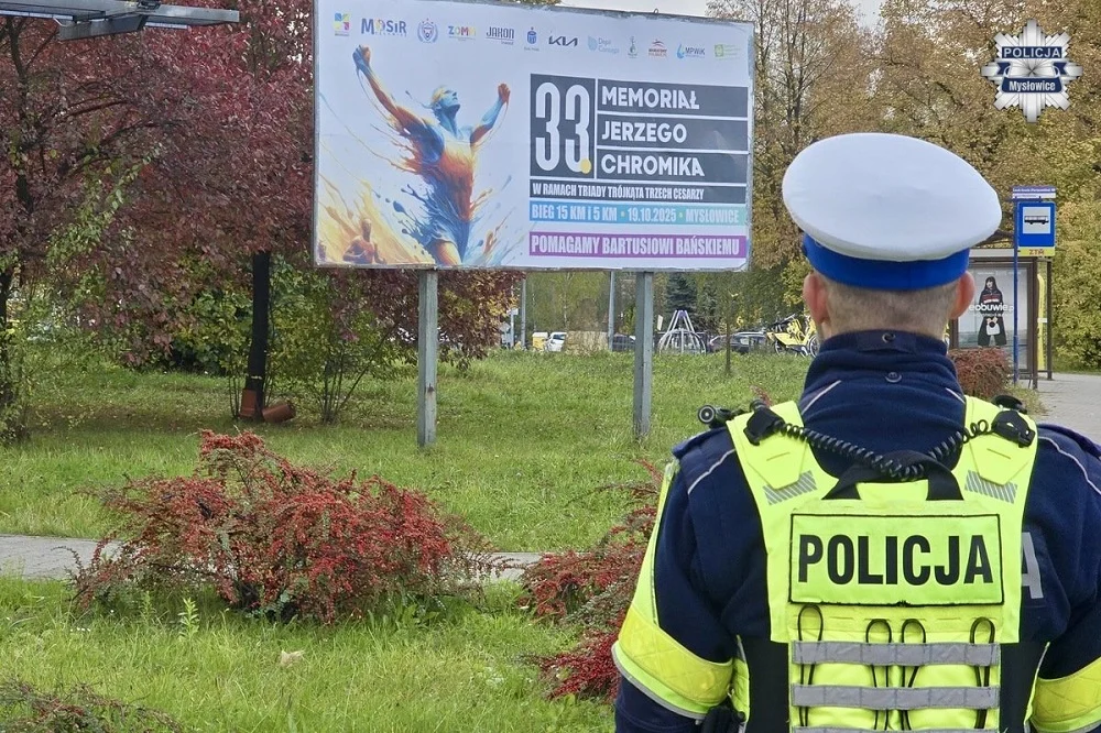 Policjanci i strażnicy miejscy zabezpieczali 33. Memoriał im. Jerzego Chromika w Mysłowica