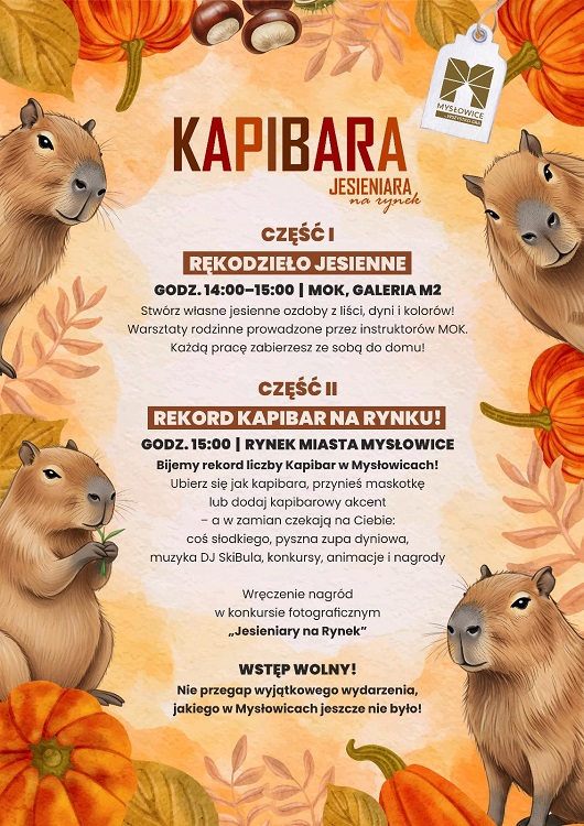 „Kapibary Jesieniary na Rynek” - warsztaty, zabawa i rekord Kapibar!