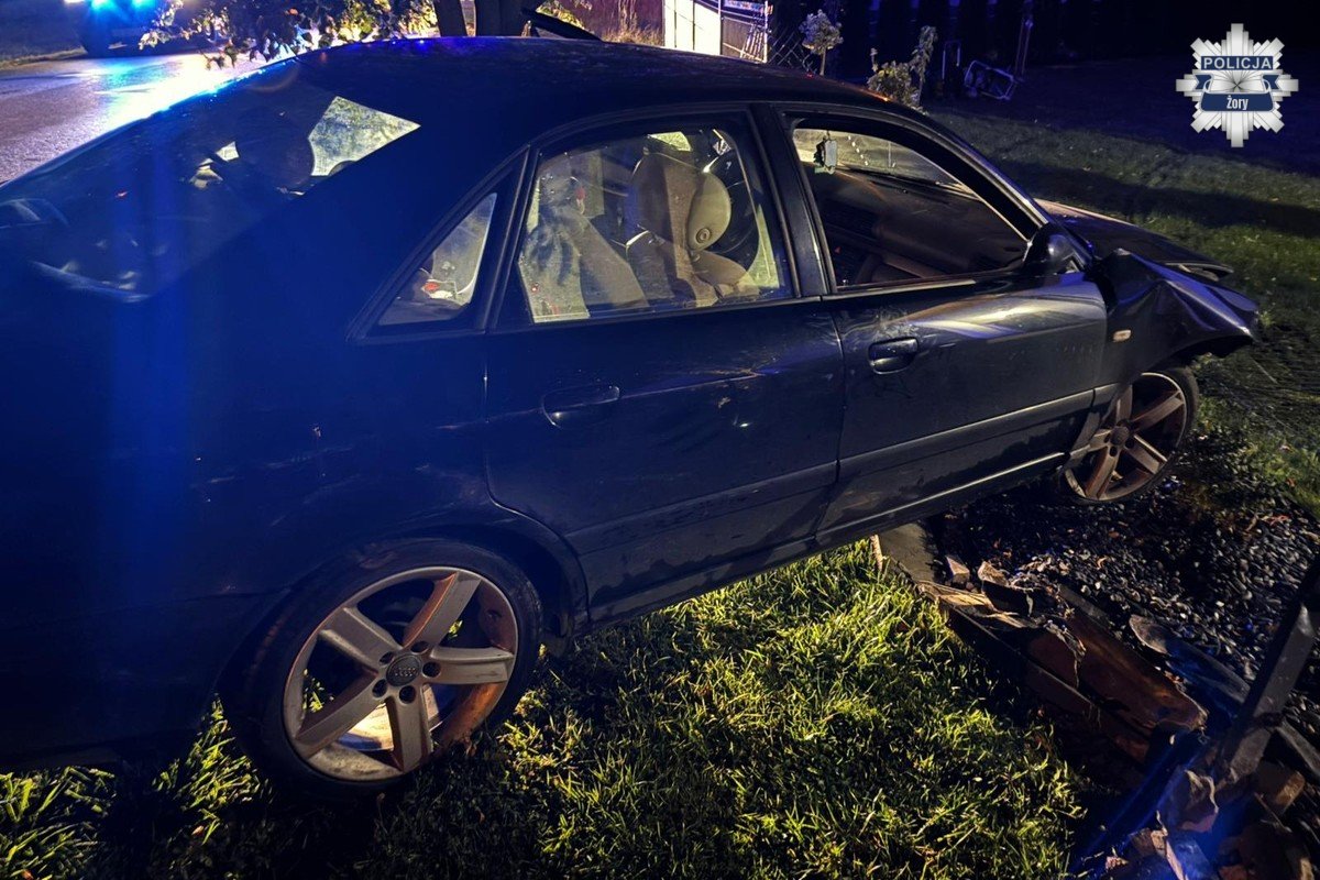 Pijany kierowca w Żorach uderzył w słup energetyczny – 23-latek miał ponad 1,5 promila