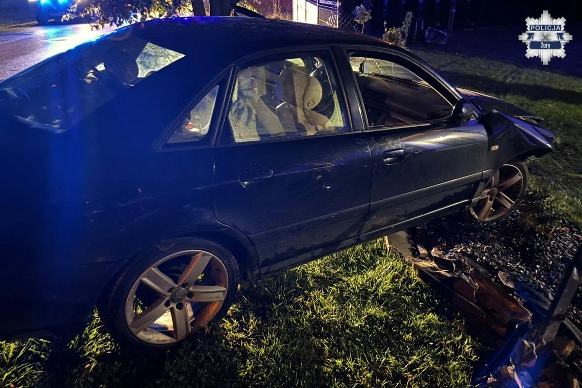 Pijany kierowca w Żorach uderzył w słup energetyczny – 23-latek miał ponad 1,5 promila