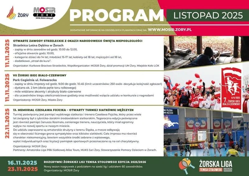 Listopad pełen emocji! Sprawdź, co czeka na ciebie w Żorach!