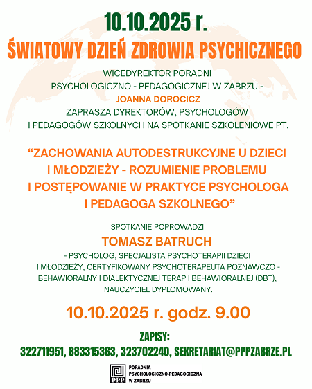 Spotkanie z okazji Światowego Dnia Zdrowia Psychicznego dla pedagogów