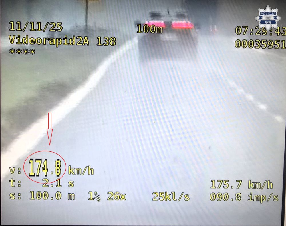 Niebezpieczne przekroczenie prędkości na DK-44 i DK-1 /fot. KMP Tychy