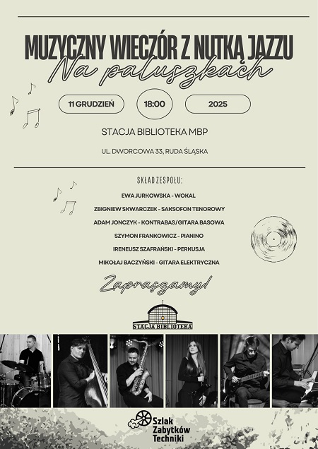 Wieczór jazzowy w Stacji Biblioteka – muzyka na żywo w bibliotecznej przestrzeni