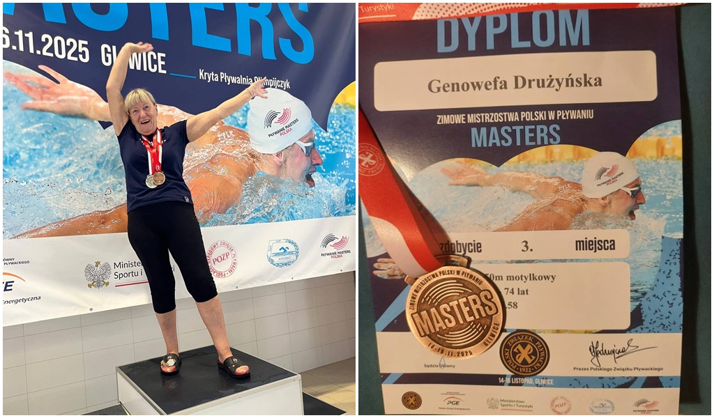 Genowefa Drużyńska z Rudy Śląskiej z medalami Zimowych Mistrzostw Polski Masters!