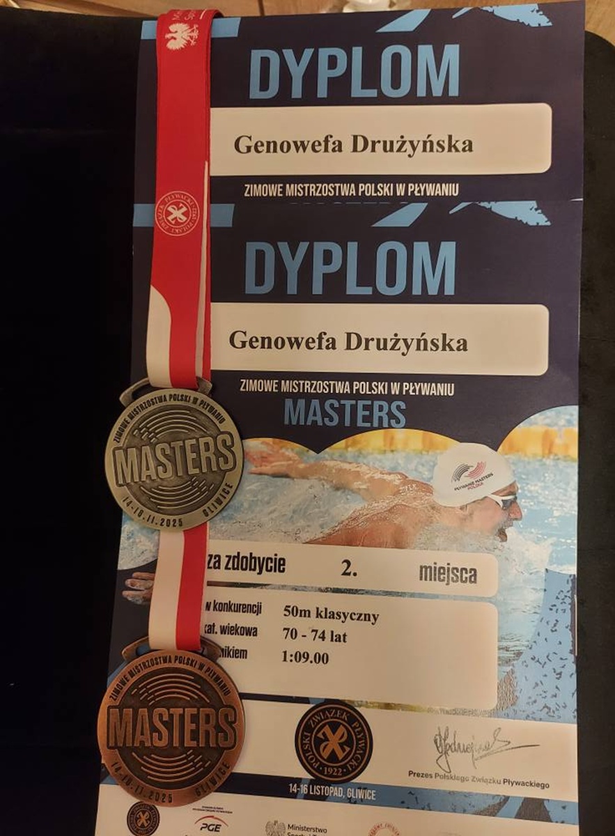 Genowefa Drużyńska z Rudy Śląskiej z medalami Zimowych Mistrzostw Polski Masters!