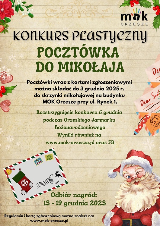 Mikołaj czeka na Wasze pocztówki! Konkurs w Miejskim Ośrodku Kultury w Orzeszu / fot. MOK Orzesze