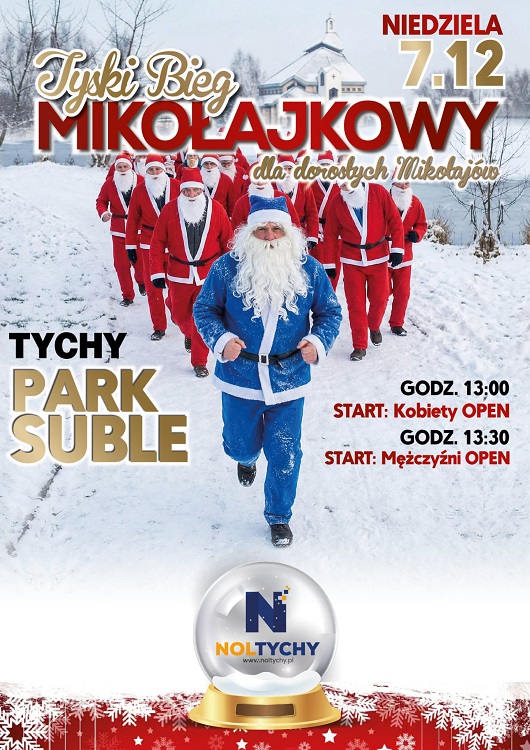 Tyski Bieg Mikołajkowy 2025 – dołącz do sportowego wyzwania w Parku Suble!" / fot. MOSiR Tychy