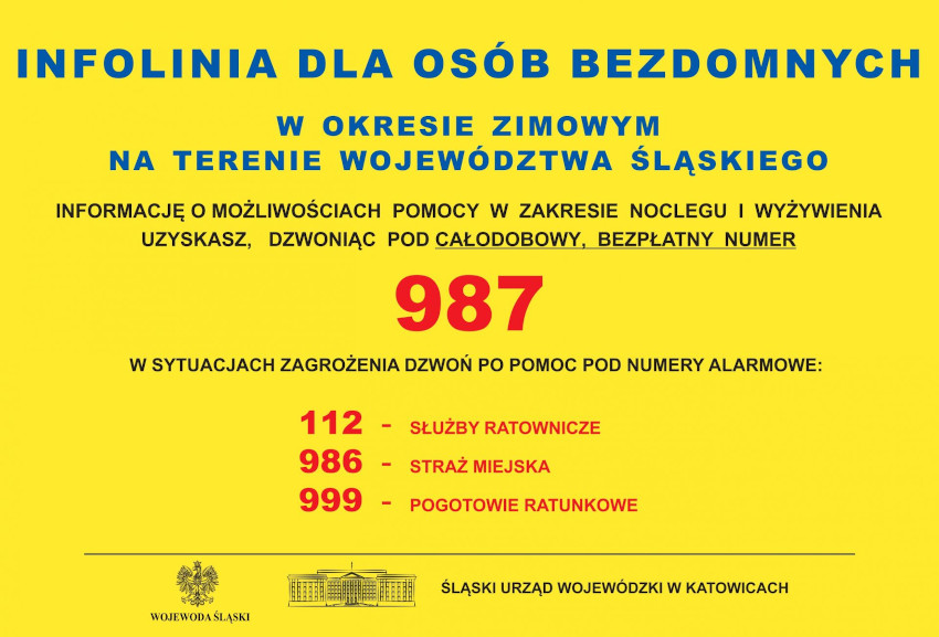 Nowa infolinia dla osób bezdomnych w województwie śląskim – numer 987