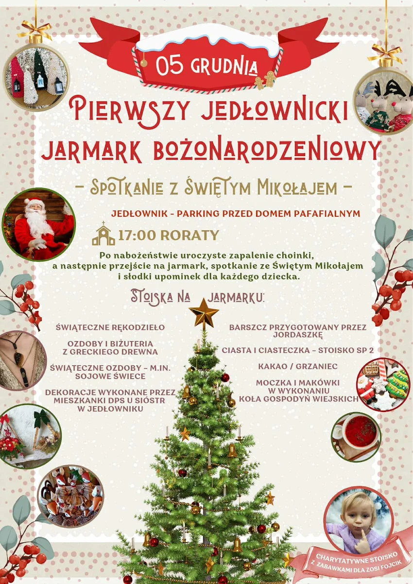 Zbliżają się święta – Jarmark Bożonarodzeniowy z Mikołajem, choinką i atrakcjami