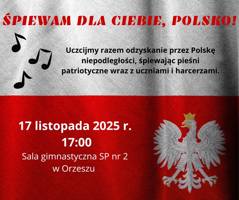 Patriotyczne śpiewanie z okazji Święta Niepodległości w Szkole Podstawowej nr 2 w Orzeszu
