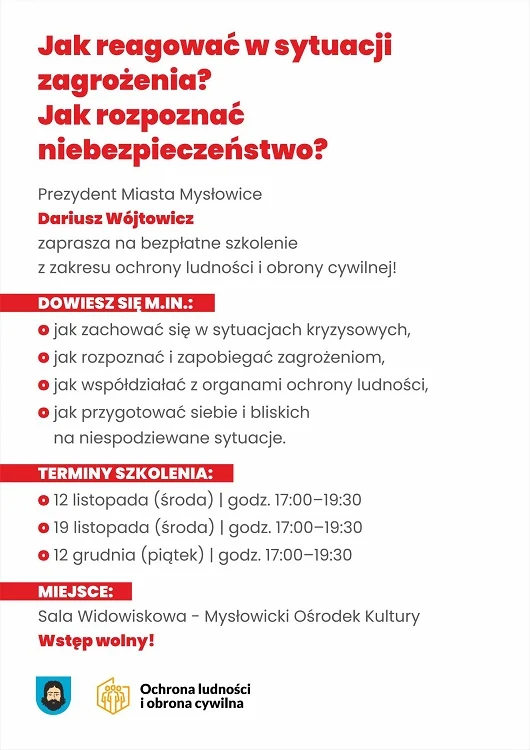 Zdobądź praktyczne umiejętności z obrony cywilnej – Bezpłatne szkolenia w Mysłowicach!