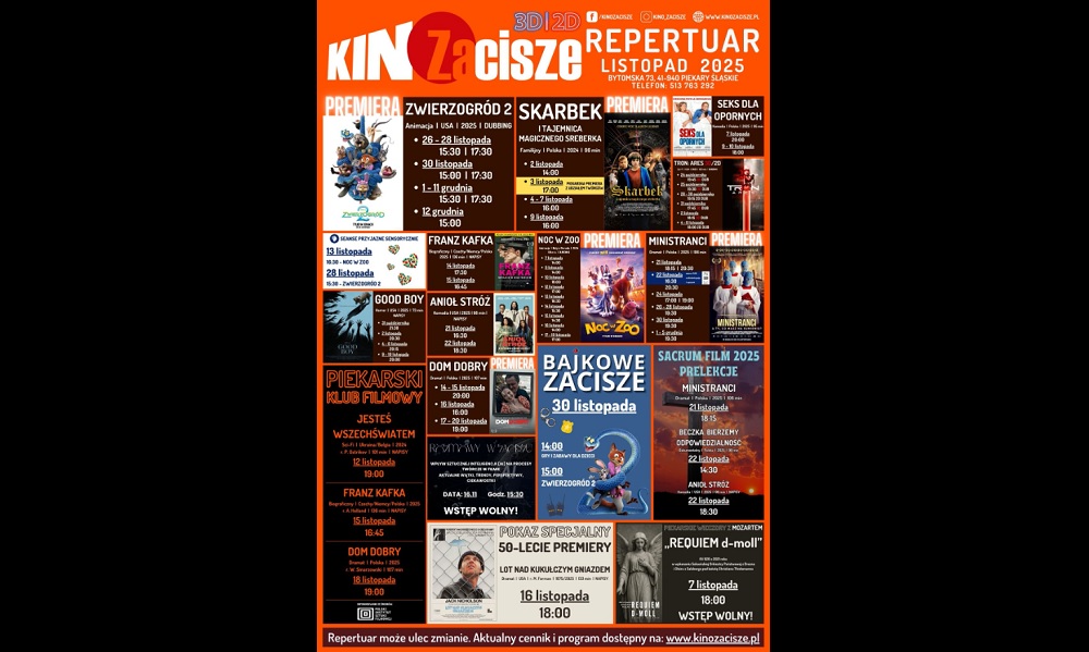 KINO Zacisze z bogatą ofertą na listopad: filmy, spotkania, koncerty