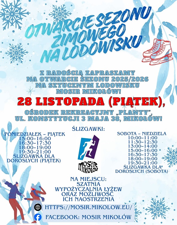 MOSiR Mikołów otwiera lodowisko. Zimowe szaleństwo na „Plantach”