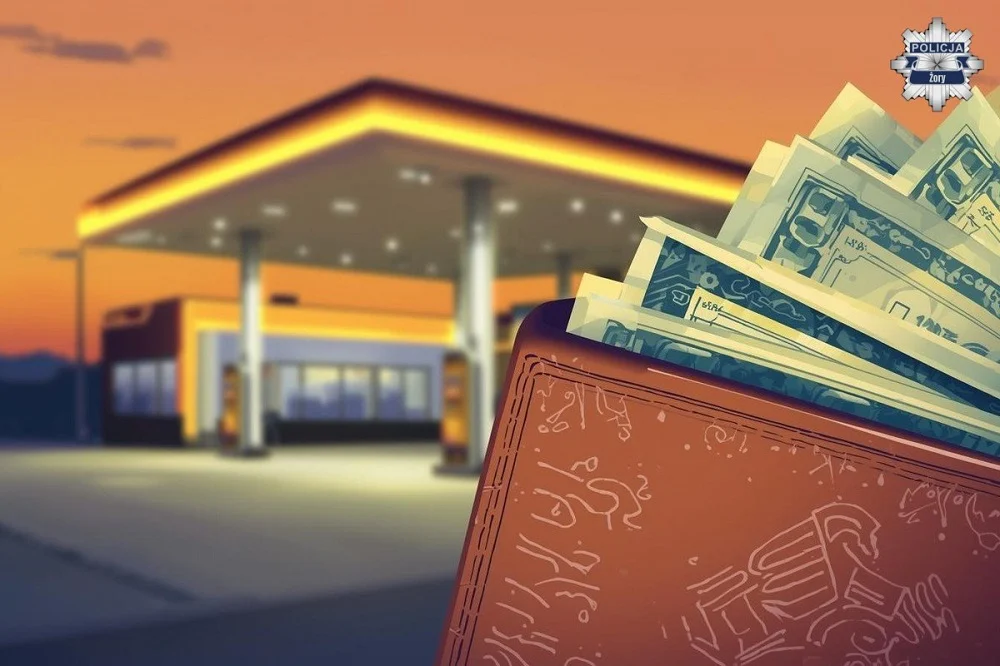 Portfel z 10 tys. zł odzyskany w Żorach – szybka interwencja policji na stacji paliw