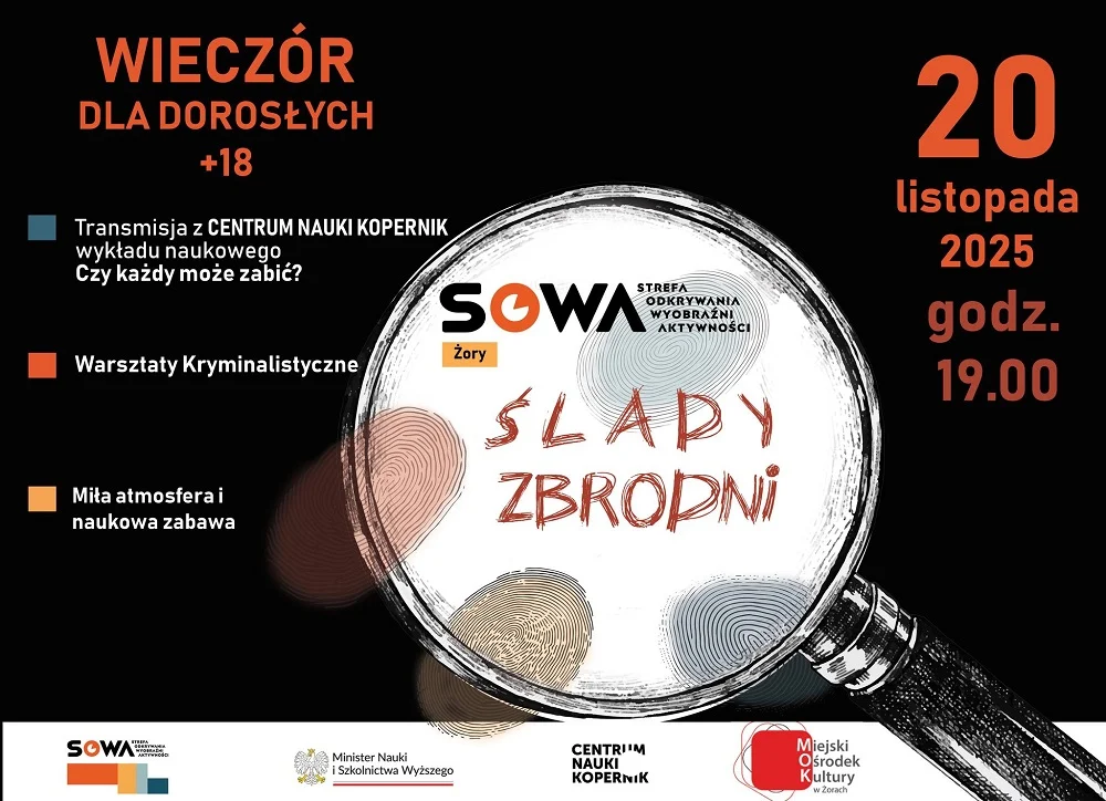 "Ślady Zbrodni" w Żorach. Warsztaty detektywistyczne i wykład na żywo