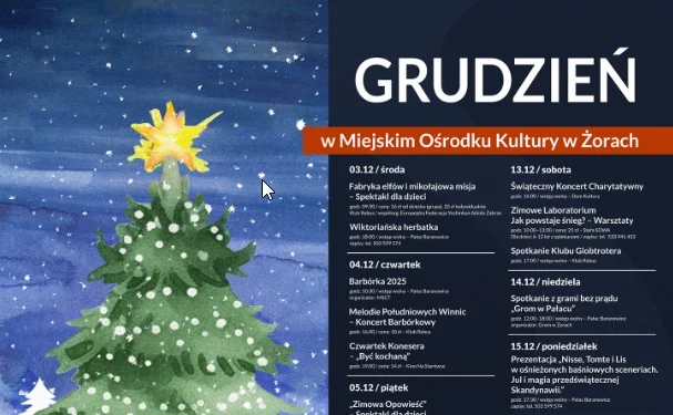 Grudzień w MOK ŻORY – miesiąc pełen magii, koncertów i świątecznych spotkań