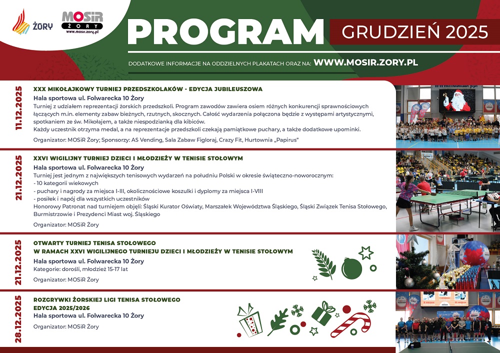 Grudzień pełen sportowych emocji w MOSiR Żory